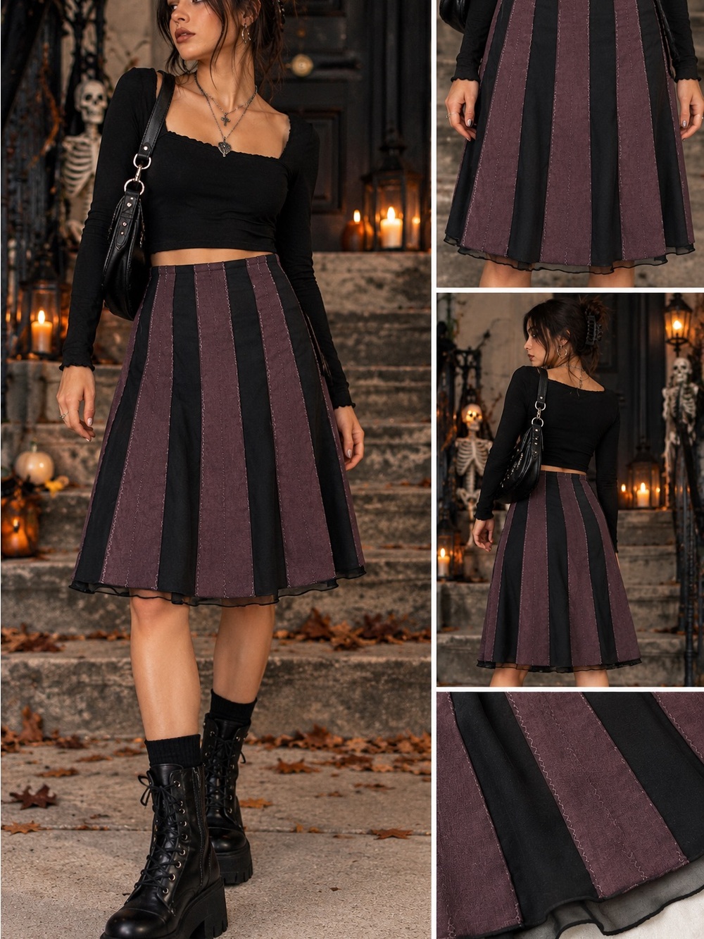 Vintage Old Navy Plum & Black Mesh Skirt Size 4 Halloween Y2K